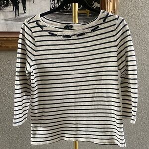 Talbots Navy and White Striped Long Sleeve Top